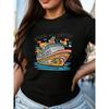 Womens Duck Cruise Graphic Print T Shirt Short Sleeve Crew Neck Vibrant Cartoon Design Machine Washable Spring Summer Casual Top
