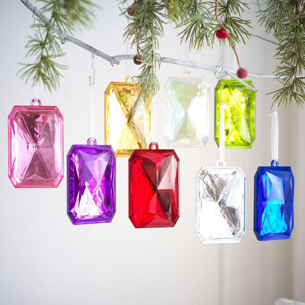 Square Christmas Hanging Decoration Multicolor Xmas Tree Ornament  Party Supplies