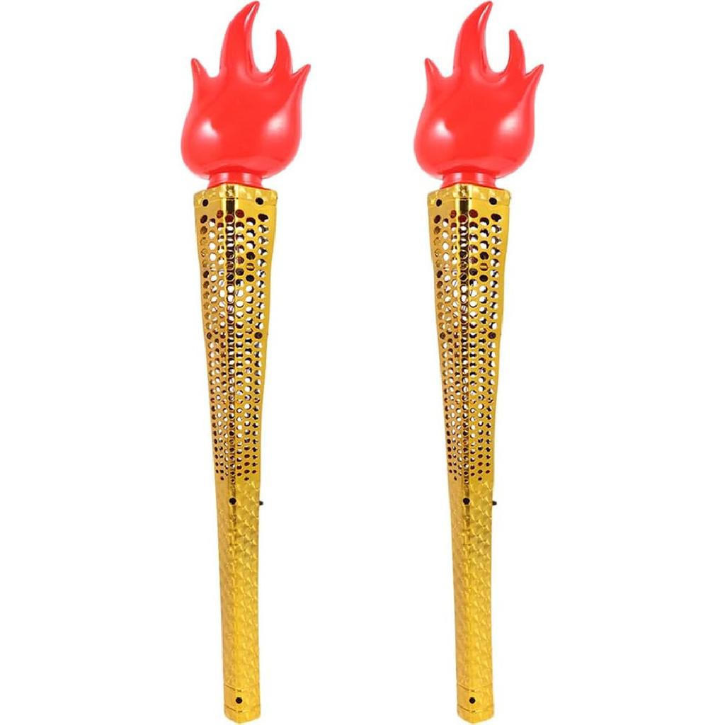 Glowing Torch Prop - 2PCS Plastic Fake Torch Luminous Torches for Games Sports Competition Cosplay Themed Party Kid Tool