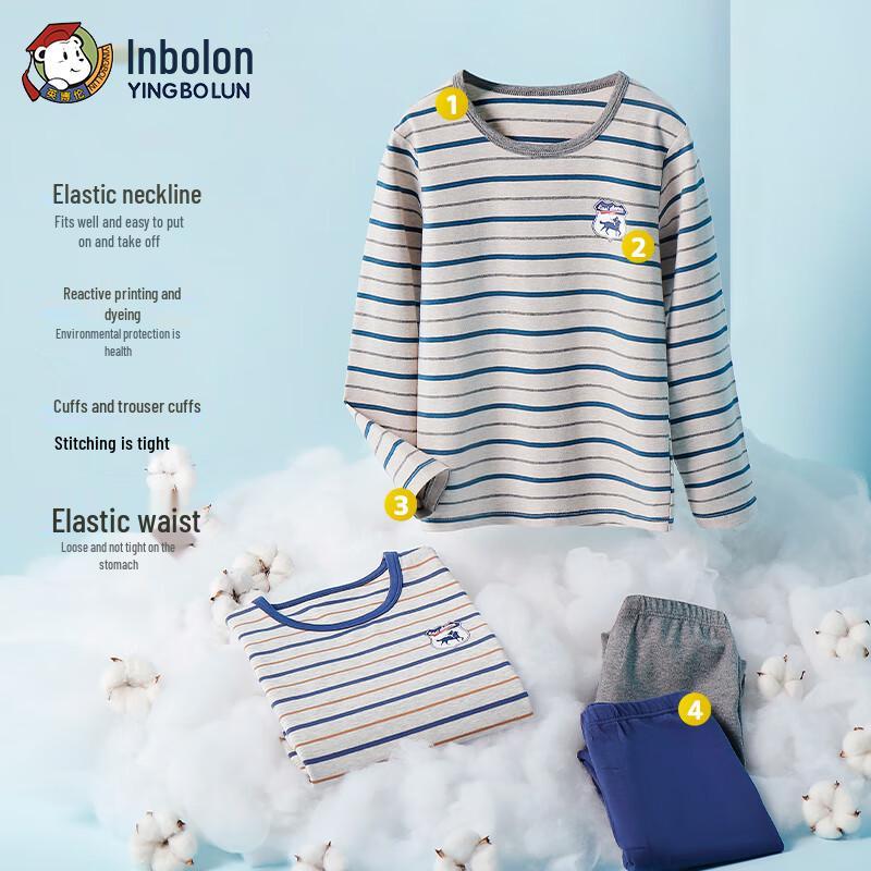 Yingbolun Kids' Pure Cotton Thermal Underwear Set