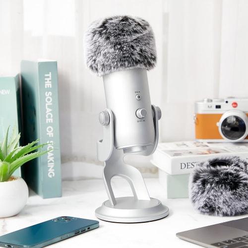 Nezyo 2-Piece Microphone Furry Windscreen Wind Muff, Furry Windscreen Muff, ASMR Microphone Cover, Fuzzy Microphone Pop Filter Compatible with Blue Ye