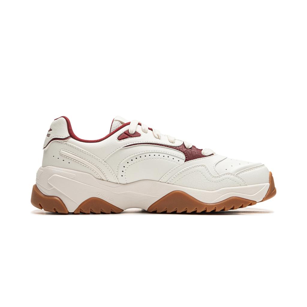 Li Ning Tian Ji 3 Casual Versatile White Sneakers Thick Sole Height Increasing Non-Slip Wear-Resistant Lightweight Low-Top Skate Shoes AGCU431-1
