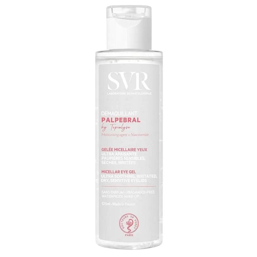

SVR Palpebral Eye Makeup Remover Gel 125ml. For very sensitive and dry eyelids and eye contours. Fragrance-free formula containing niacinamide.