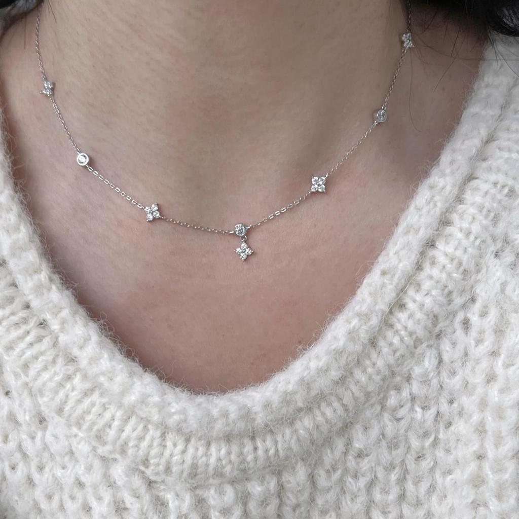 Xiaohongshu Clover & Star Necklace - Minimalist Fresh Style