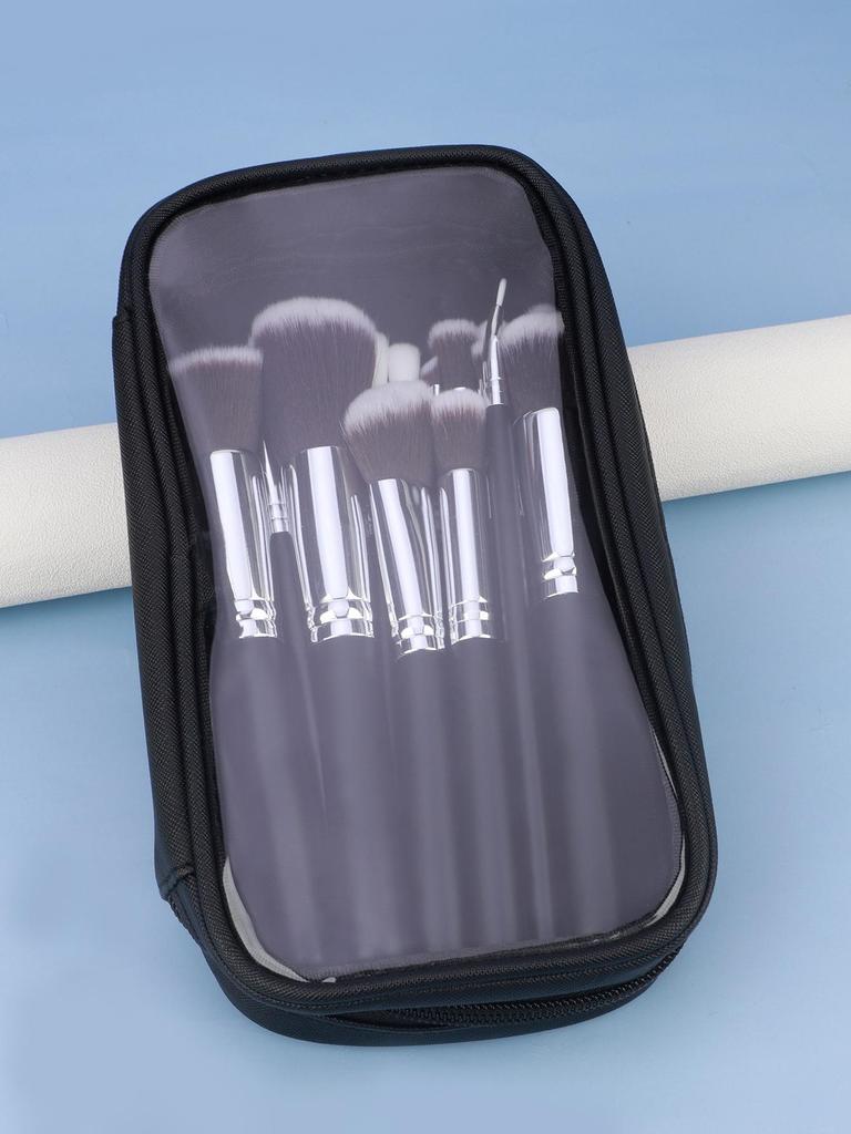 15-Piece Black & Silver Makeup Brush Set: Powder, Blush, Eyeshadow, Eyebrow & Highlighter Brushes with Soft Bristles