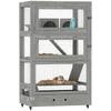 4-Tier Wooden Hamster Cage, with Huts, Seesaw, Feeding Bowls, Ramps, Wheels, 65 X 45 X 109 Cm, Grey