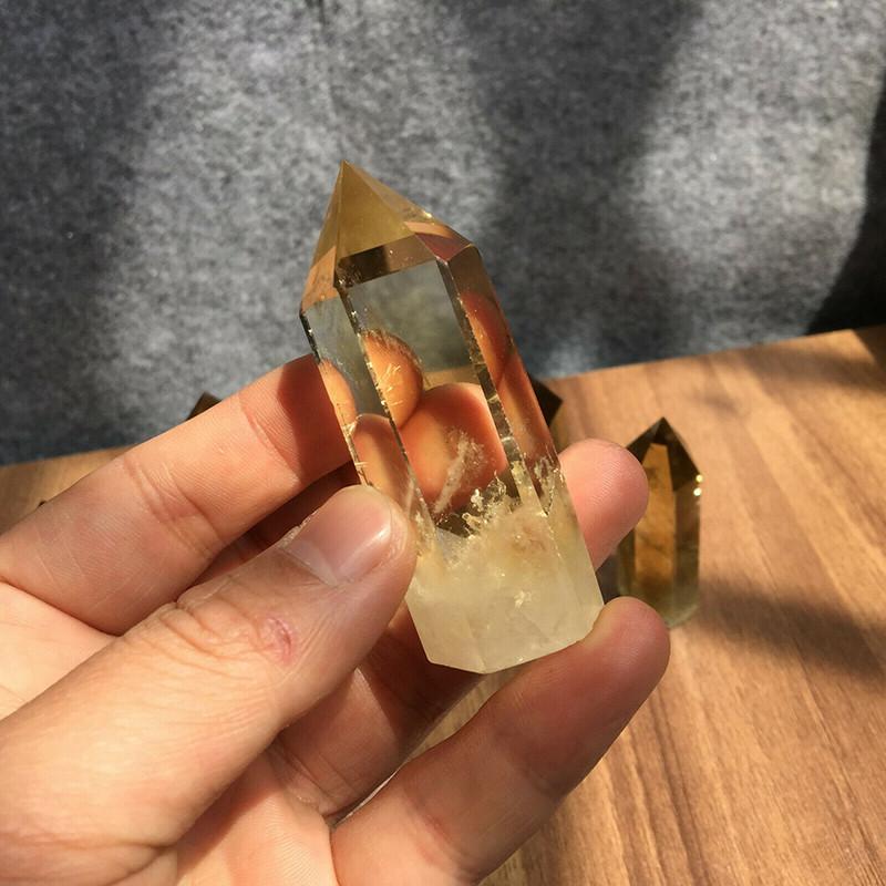 Citrine Natural Smokey Quartz Obelisk Crystal Wand Point Healing Decor Home