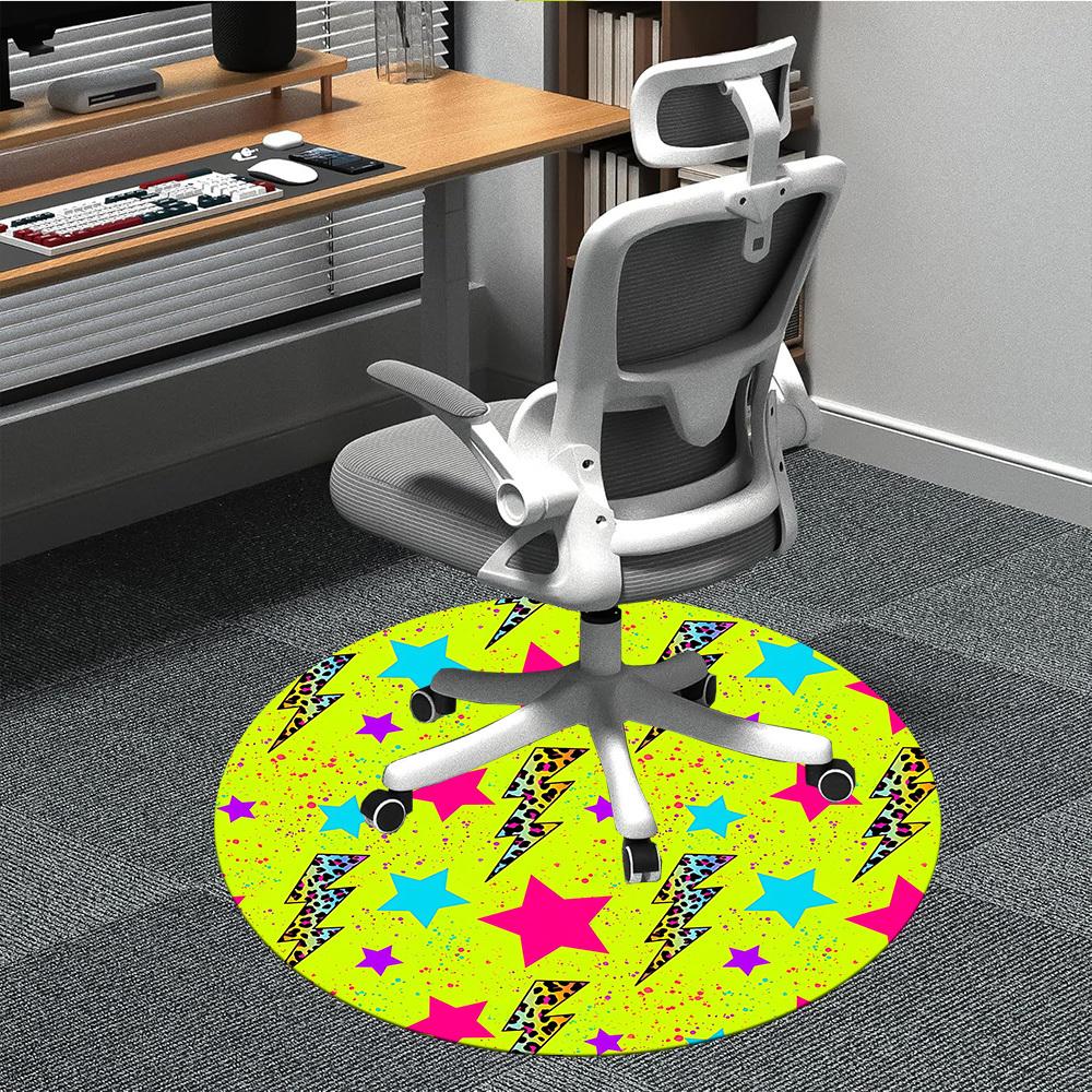 

1pc Lightning Bolt Stars Pattern Chair Carpet for Office, Non-slip, Soft and Durable Office Rug for Decoration, Perfect for Office yy260105069 80cm by 80cm