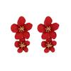 European & American Double-Layer Multicolor Flower Earrings - Trendy and Simple Design