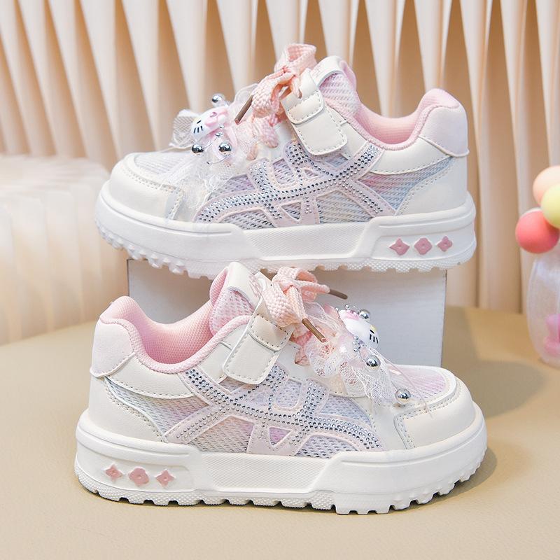 Girls  White Sneakers Children s Lace Bow Casual Shoes2026New Spring and Autumn Fashionable Girls  Sneakers 27Inner Length17.0cm
