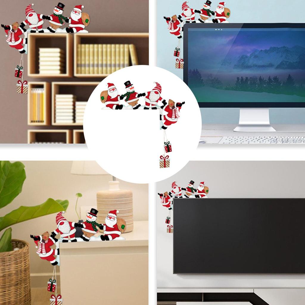 New Wooden Santa Door Corner Decor Snowman Reindeer Pendant Christmas Cartoon Door Frame Decor Party Christmas Ornament