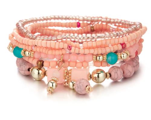 European American Fashion Bohemian Layered Beaded Bracelets Elastic Ethnic Bracelets for Women Female Bangle Bracelet
