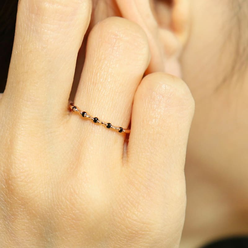 UNI.J Spinel Sleek Pave Rose Gold Ring Ir261