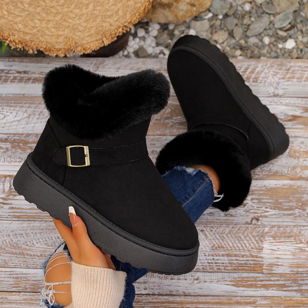 Brand New Women's Casual Solid Color Suede Snow Boots Brand Designer Winter High Quality Thick Bottom Non-slip Women Short Boots