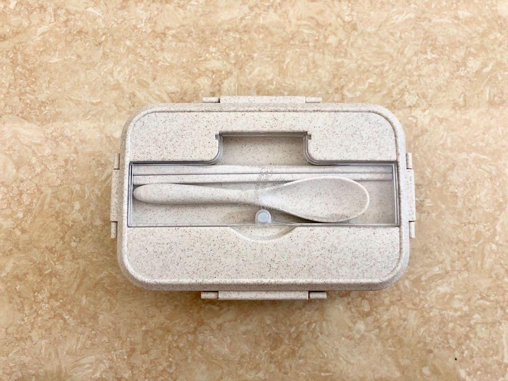 Wheat Straw Bento Lunch Box with Cutlery - Portable, Sealed, Compartmented for Students & Office Workers