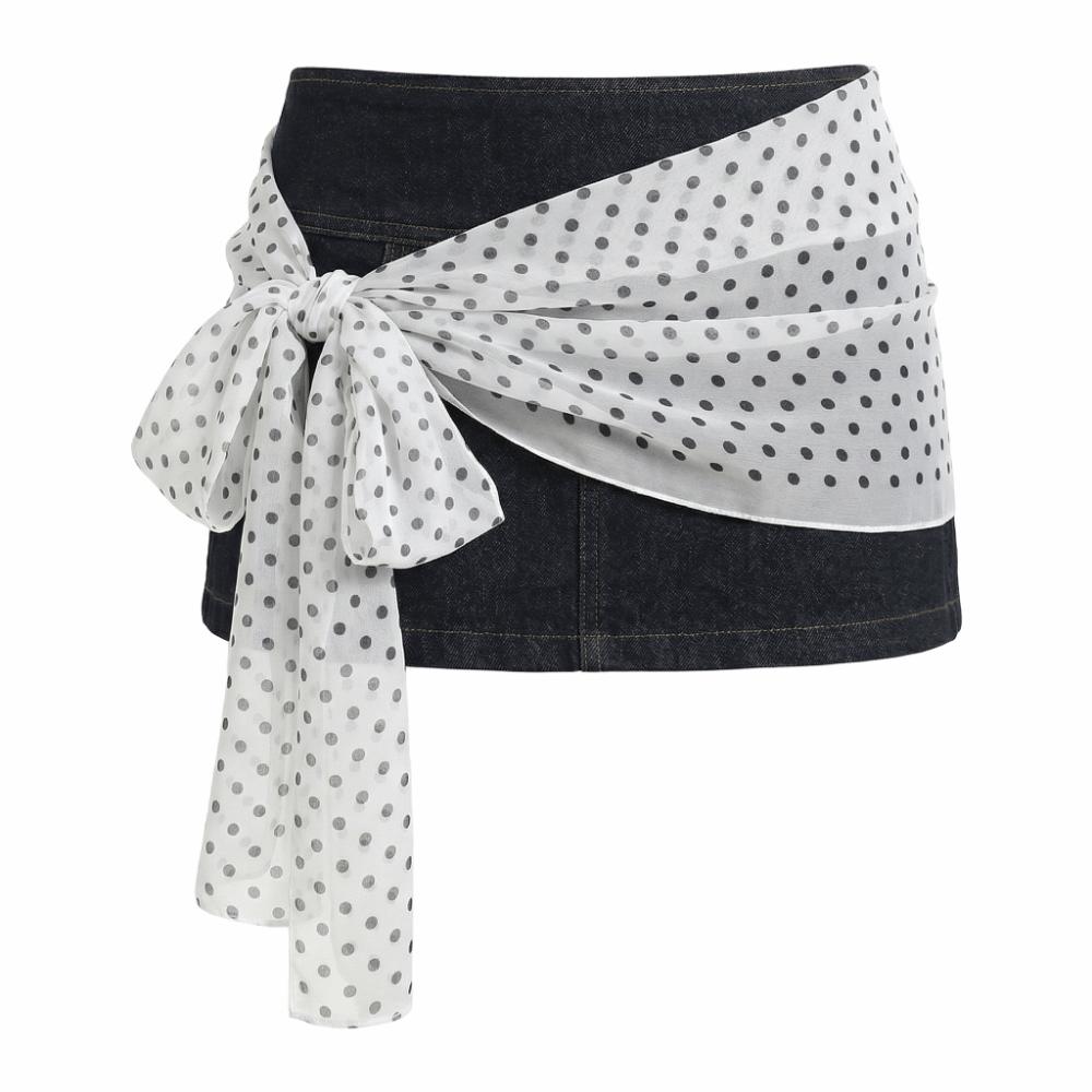 Fashion Polka Dot Pattern Decorative Skirt Thin Fabric Versatile Hip Scarf Lightweight Waist Belt Jeans Matching Hip Scarf