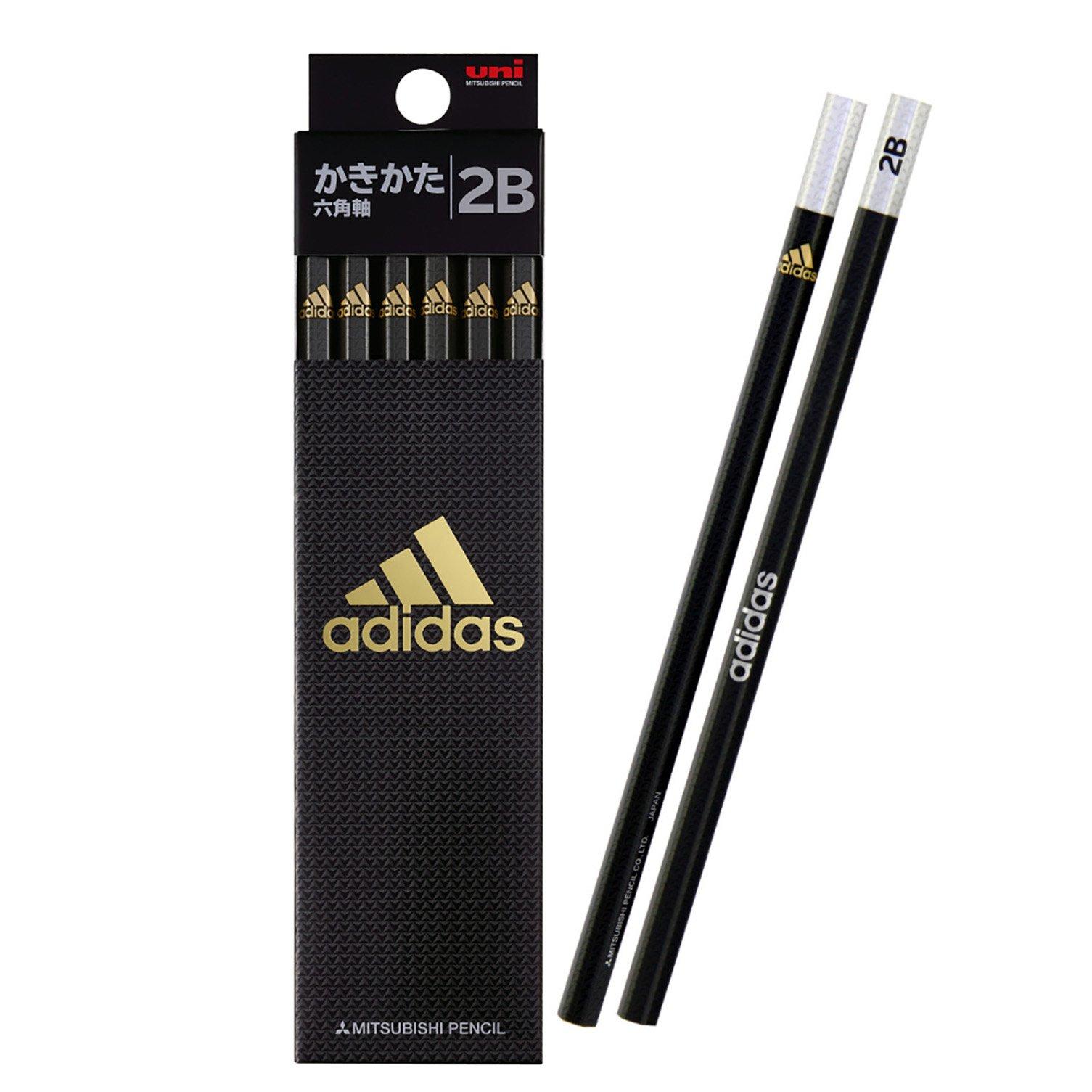 Карандаши Mitsubishi Uni adidas 2B, Шестигранные, Черно-золотые, 1 дюжина - AI04 K56012B