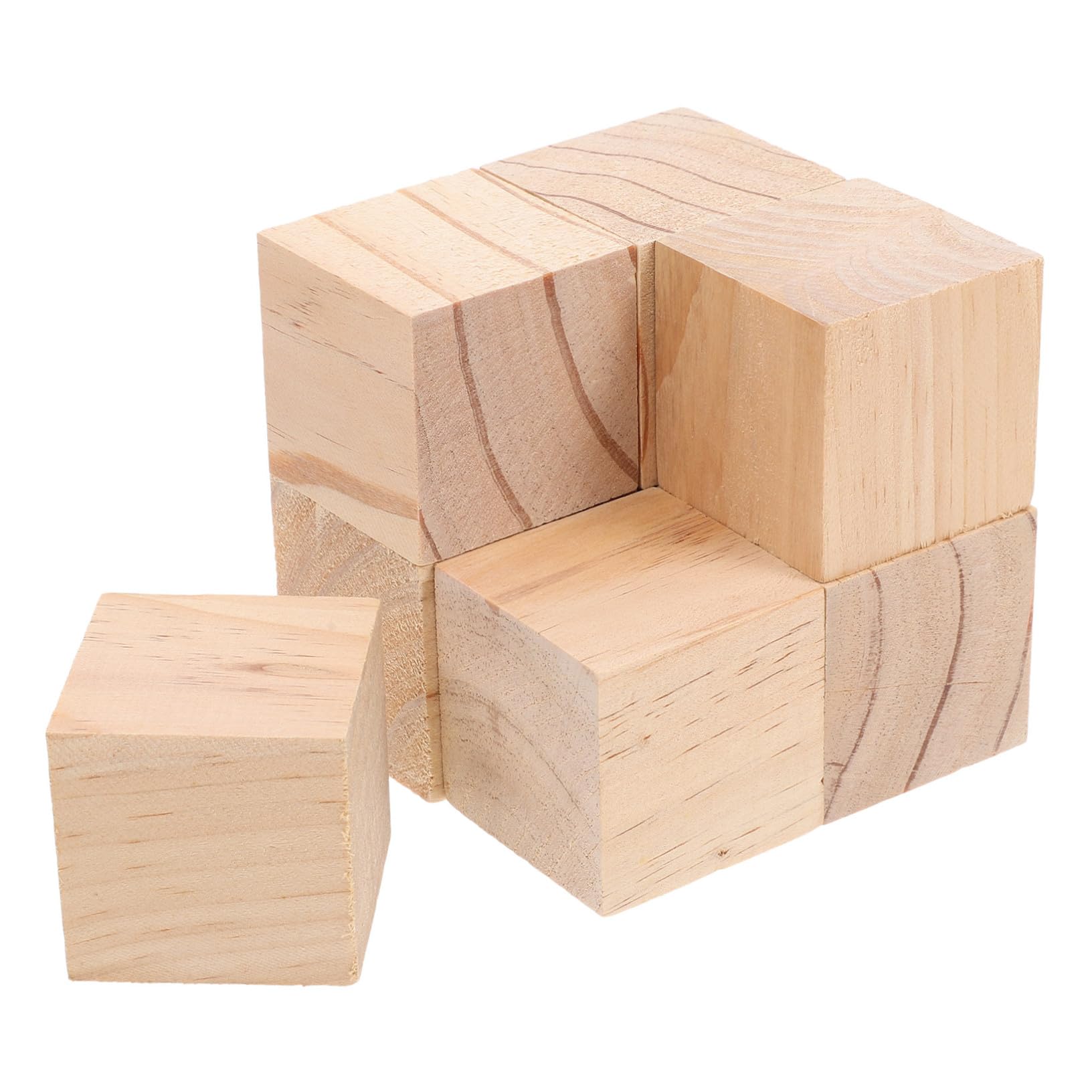 NOLITOY Набор из 8 неокрашенных деревянных кубиков, 5x5 см, для DIY резьбы, поделок и штамповки