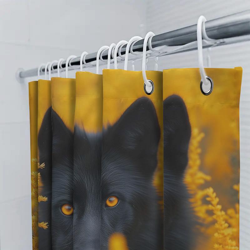 Black Wolf Print Shower Curtain Animal Bath Decor For Home Bathroom Decorations