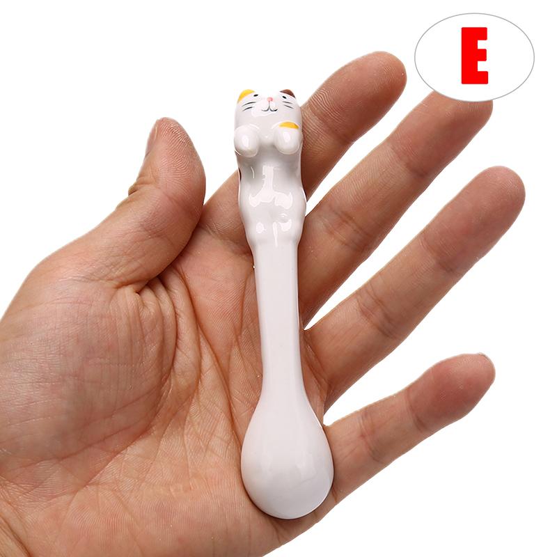

Кухонная керамическая ложка для кошек, подвесная кофейная десертная ложка, уникальные столовые приборы для мороженого 11x1.8x2.8cm