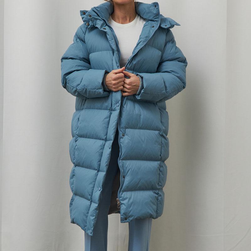 

Длинный пуховик женский водонепроницаемый пальто с капюшоном зимнее белое пальто на утином пуху