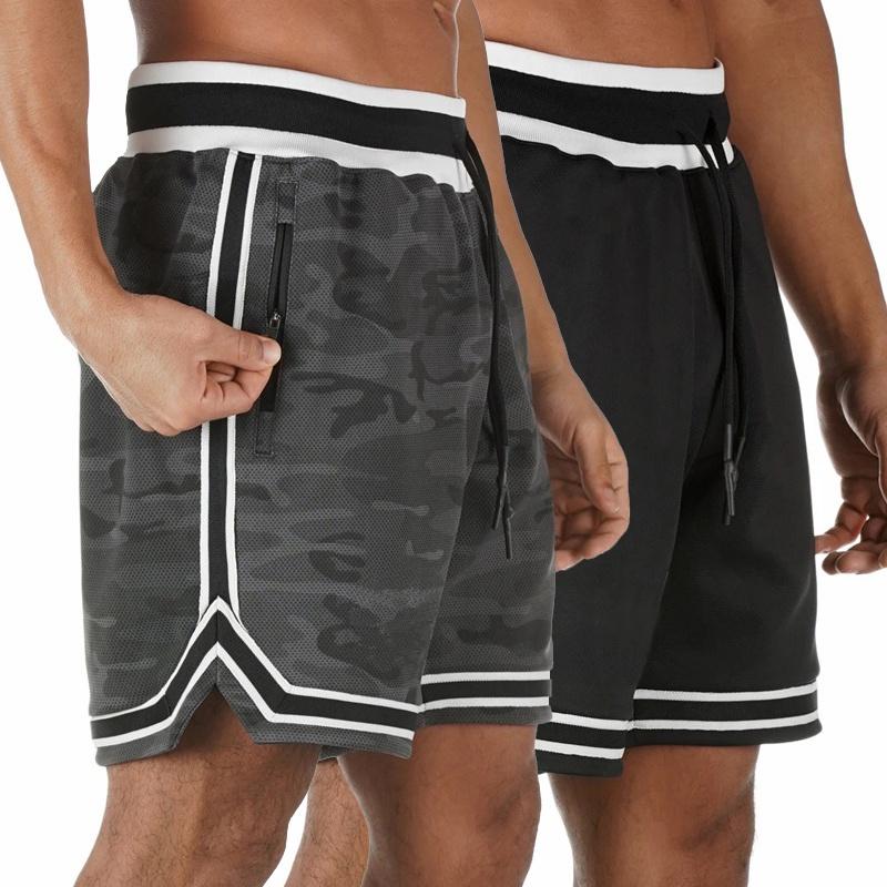 Men's Fitness Sports Shorts With Adjustable Waist And Hidden Zipper Pockets