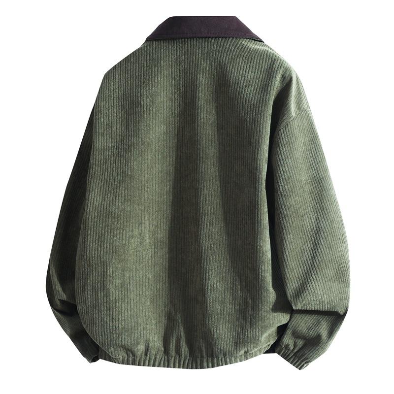 Corduroy Simple and Versatile Spring Long Sleeved Jacket with A Collar, Men's Casual Shirt Jacket