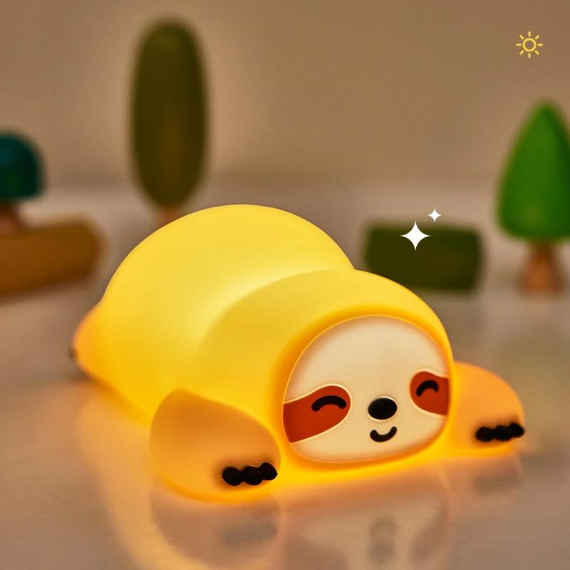 Silikon Weiches Faultier Nachtlicht USB Wiederaufladbar Touch Control Dimmbar Nachttischlampe für Kinderzimmer Kinder Babys Geschenk Dekor