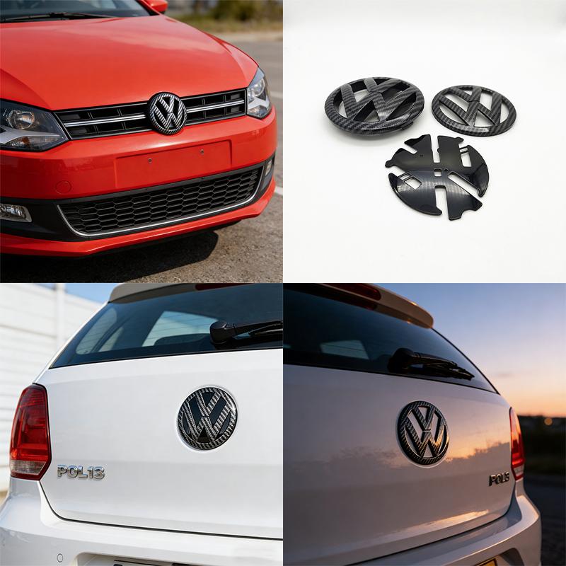 120mm 110mm 3D ABS Car Front Hood Emblem Rear Trunk Badge Sticker Accessories For Volkswagen Polo 2011-2013 6R0853600A 35D853630 CWS1