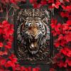 2DTigerAluminumArt Aluminum Tiger Wall Art - 2D Embossed Metal Sign, Weather Resistant, Decorative Poster for Home/Office