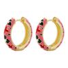ZHUKOU Retro Little Daisy Hoop Earrings Gold Enamel Hoops Women Colorful Women Round Huggie Earrings VE843