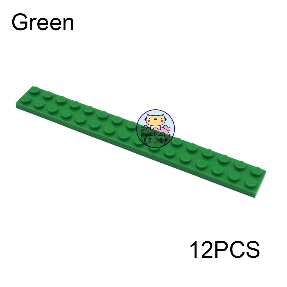 

12PCS 2x16 Dots Thick Figures Bricks Assemblage Contruction Building Blocks Compatible With Educational Toys For Children зелений