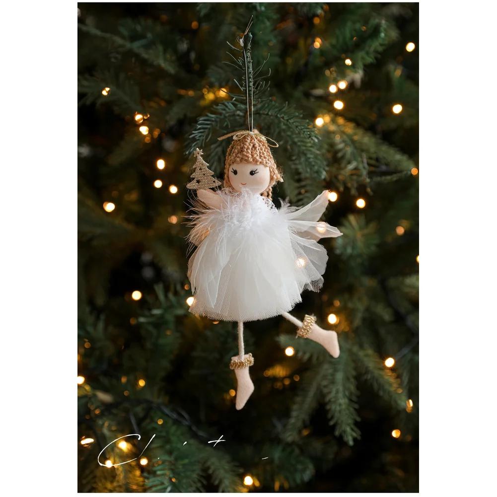 Festive Tree Decor Angel Hanging Decor Christmas Celebration Elegant Mesh Design For Holiday Decor Adorable Angel And Girl Decor