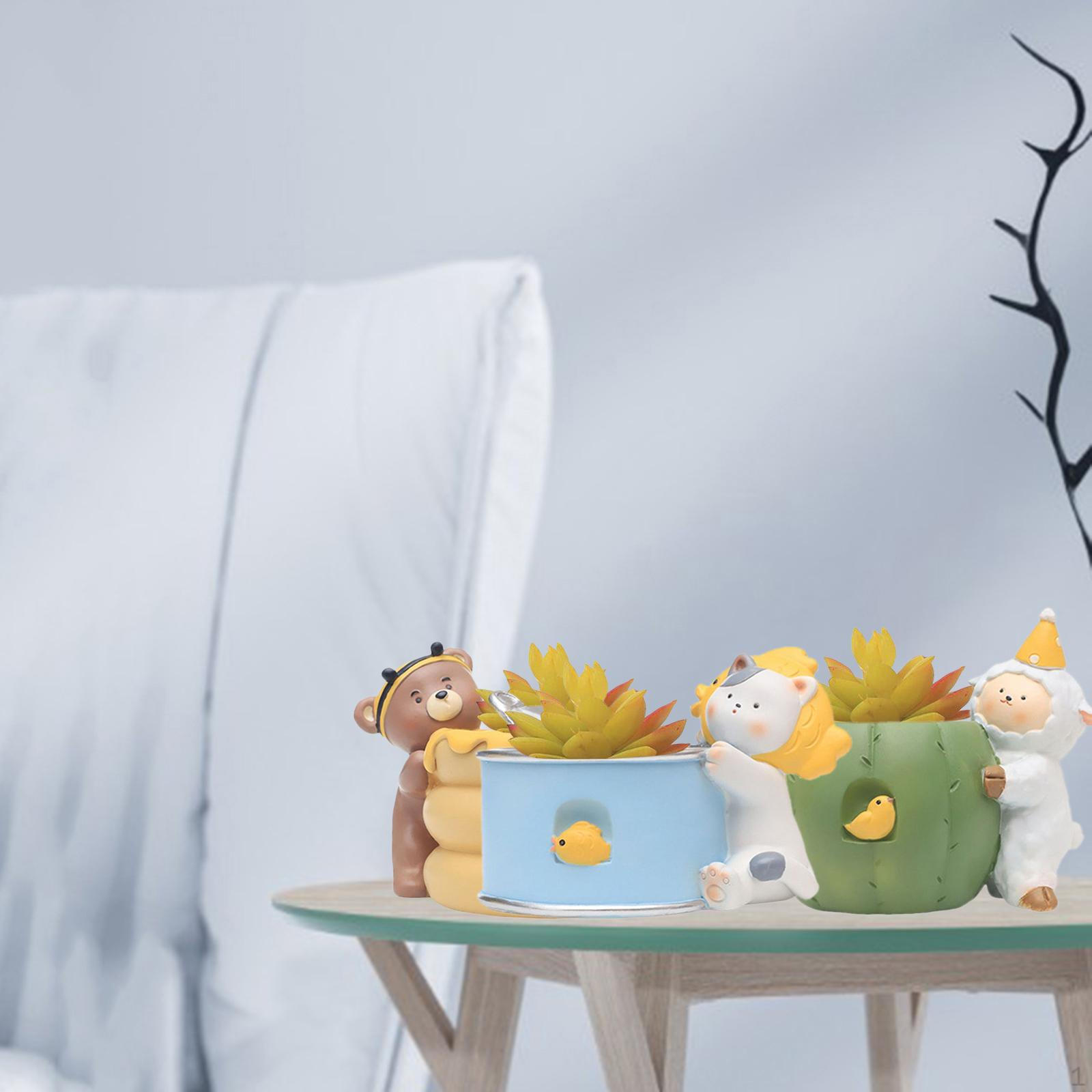 

3pcs Flower Planter Resin Ornament Decorative for Windowsill Desk Home Decor