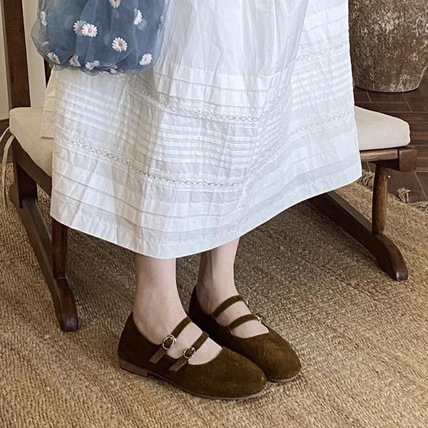 Leather Retro Mary Jane Soft-soled Beanie Shoes Women's Autumn 2025 Soft-soled Commuter Women's French One-word Buckle Shoes Tide