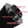 Black 3" Inlet High Flow Clamp-On Cold Air Intake Filter Cleaner 76Mm Cone Replacement Dry Air Filter