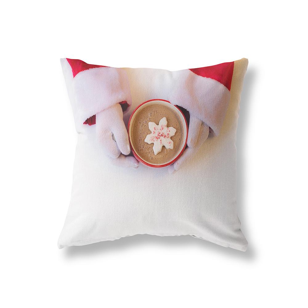 Merry Christmas Cute Snowman Print Pattern Polyester Cushion Cover Home Living Room Sofa Decoration Square Pillow Pillow Cover