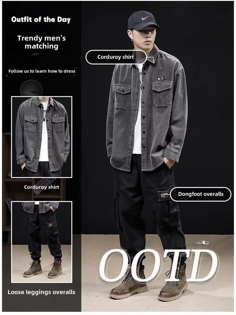 2024 Trendy Men's Casual Loose Lapel Workwear Jacket