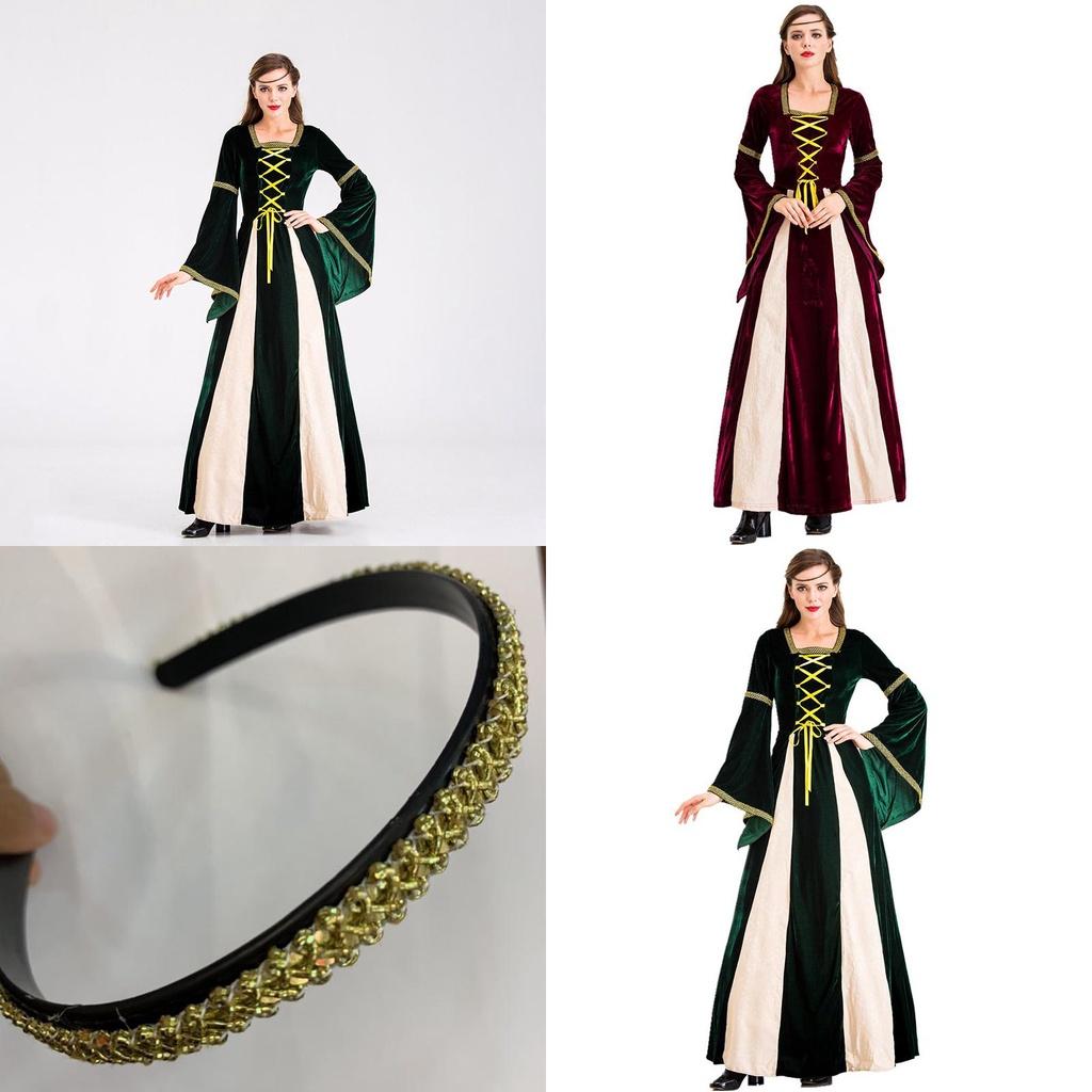 Enchanting Black Vintage Medieval Court Cosplay Maxi Dress For Halloween Events