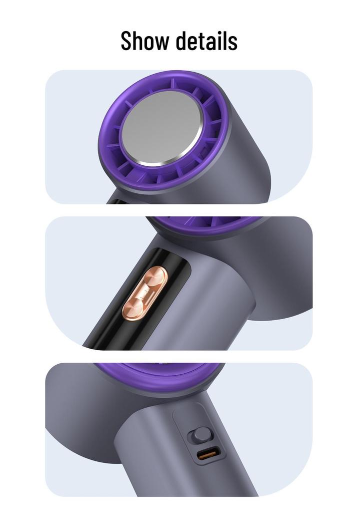 Mini USB Handheld Fan with 100-Speed Digital Display and Cooling Ice Pack