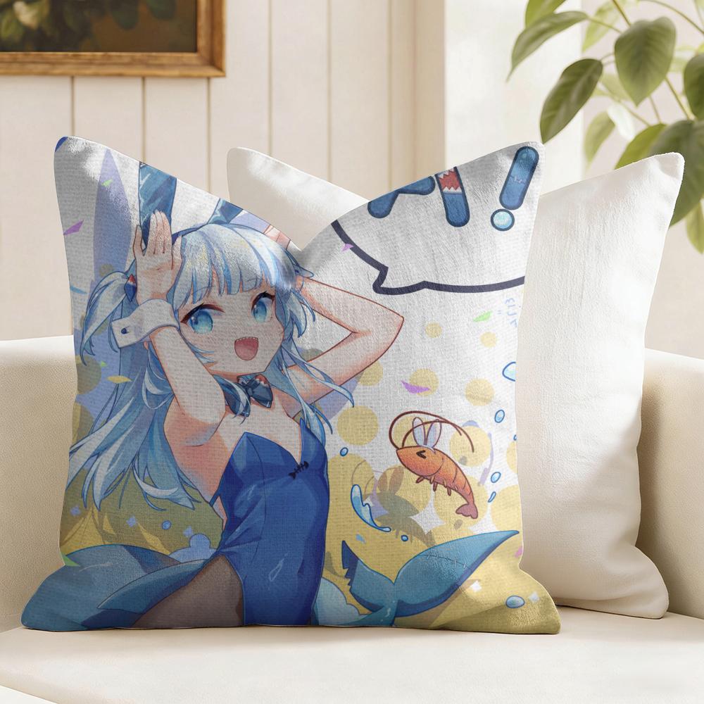 Anime Girl GGawr GGura Cushion Cover Eco Linen Pillow Case DoubleSided Print Breathable Durable Zipper Home Decor Gift