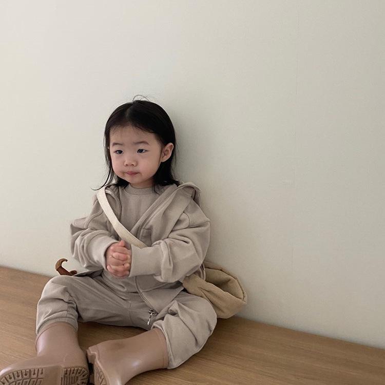 Children's Autumn Casual Korean Hoodie Set - Boys & Girls Two-Piece Long Sleeve Outfit
