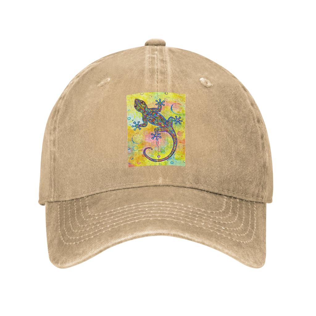 Electric Groovy Gecko Psychedelic Paisley Lizard Denim Fabric Cap Casual Baseball Caps Hat Summer Unisex Baseball Hats