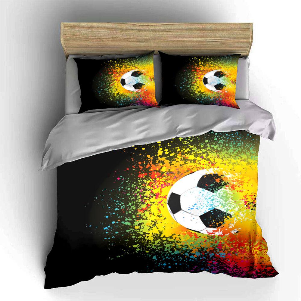Colorful Soccer Decor Set Multiple Sizes Kid S And Adults Bedroom Exquisite 3Pc Bedding Set, Gift EU Twin 135X200cm&set
