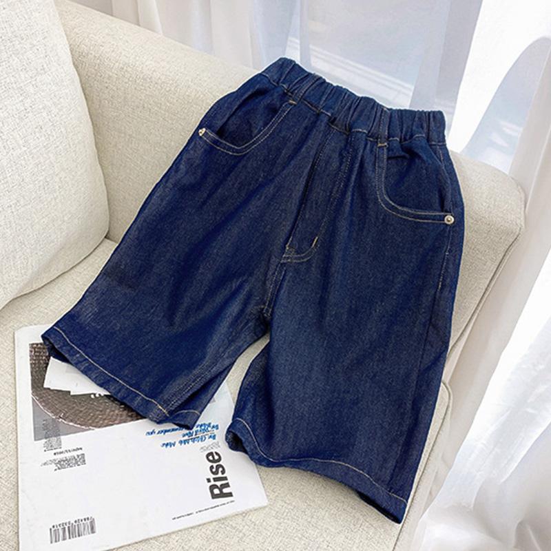 Summer Boys Casual Denim Shorts Fashion Solid Color Thin Loose Jeans Pants for 3-12 Years Kids Children Cotton Trousers