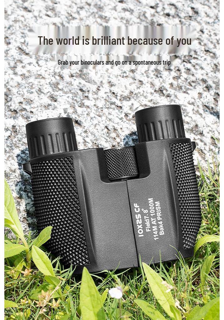 Anti-Paul 10x25 Binoculars with Low-Light Night Vision, High Magnification, Portable for Mountaineering & Camping, HD Quality, Customizable Logo.