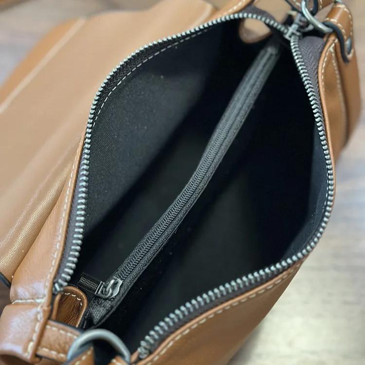 Johnature Echte Leder Damen Tasche Retro Postboten Tasche Vielseitig Weiches Rindsleder Einfarbige Umhängetasche