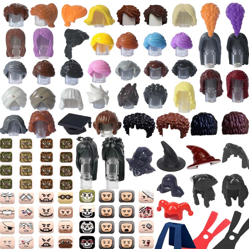 City Building Blocks Body Character Clothing Head Face DIY Parts Hair Expression Accessories Figure Headwear Helmet Bricks Toys