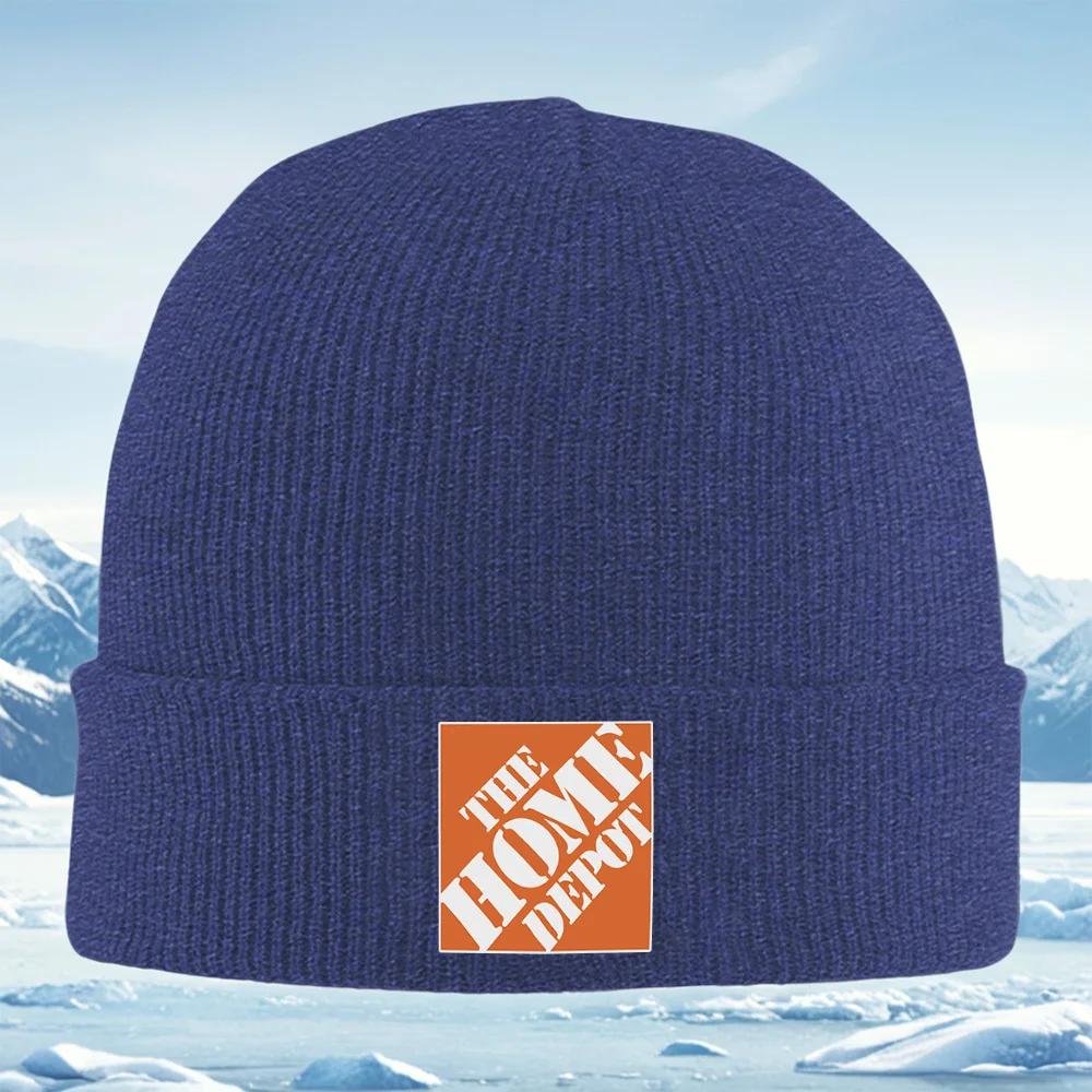 White Words Orange Background Square Logo Unisex Women Unisex Knitted Hat Beanie Pullover Cap Winter Thermal Warm Christmas Outdoor
