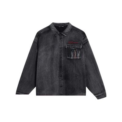 Li Ning Einfarbiges Denimhemd für Herren Hemden Schwarz ASHT005-1